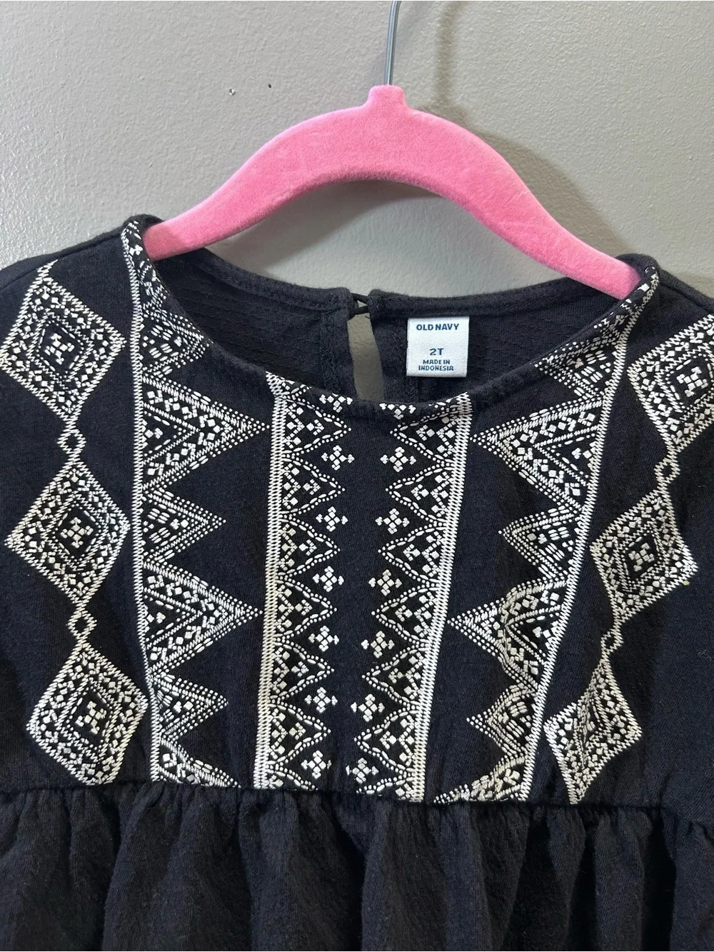 Old Navy Navy Blue Girls' Embroidered Long-Sleeve Tunic